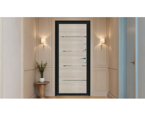 Дверь входная металлическая «Thermo Лайн» Букле черное/Cappuccino Veralinga