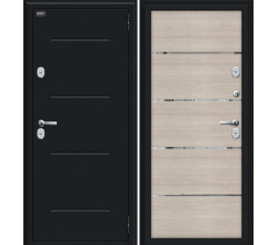 Дверь входная металлическая «Thermo Лайн» Букле черное/Cappuccino Veralinga