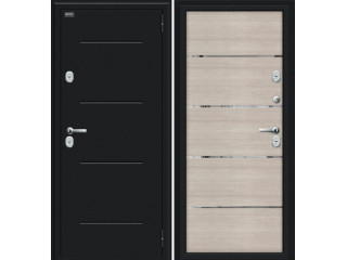 Дверь входная металлическая «Thermo Лайн» Букле черное/Cappuccino Veralinga