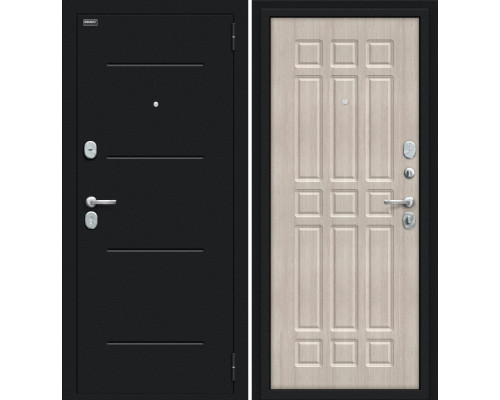 Дверь входная металлическая «Мило 104.52» Букле черное/Cappuccino Veralinga