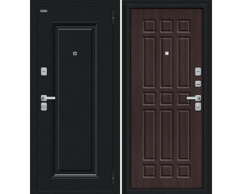 Дверь входная металлическая «Мило МФ/BChrome» Букле черное/Wenge MelingaMelinga