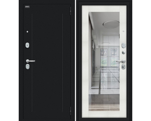 Дверь входная металлическая «Флэш 119.Б15» Букле черное/Bianco Veralinga