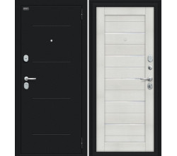 Дверь входная металлическая «Техно Kale» Букле черное/Bianco Veralinga