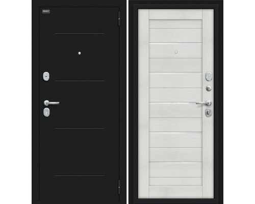 Дверь входная металлическая «Техно Kale» Букле черное/Bianco Veralinga
