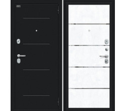 Дверь входная металлическая «Лайн» Букле черное/Snow Art