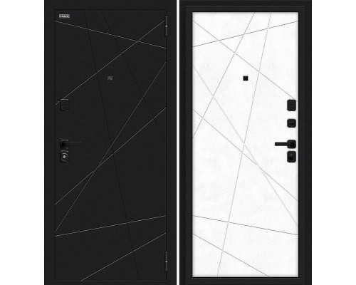 Дверь входная металлическая «Граффити-5/SBlack» Букле черное/Snow Art