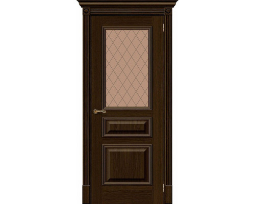 Межкомнатная дверь Вуд Классик-15.1, цвет: Golden Oak Размер полотна в мм: 200*40 Стекло: Bronze Сrystal