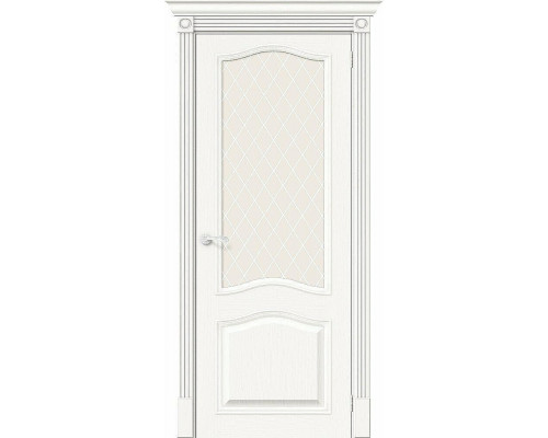 Межкомнатная дверь Вуд Классик-55, цвет: Whitey Размер полотна в мм: 200*70 Стекло: White Сrystal