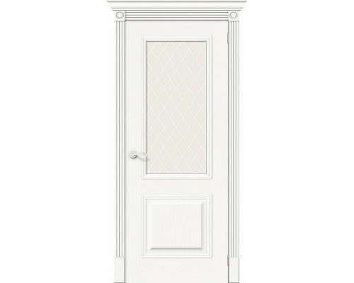 Межкомнатная дверь Вуд Классик-13, цвет: Whitey Размер полотна в мм: 200*90 Стекло: White Сrystal