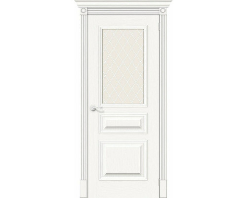 Межкомнатная дверь Вуд Классик-15.1, цвет: Whitey Размер полотна в мм: 200*90 Стекло: White Сrystal