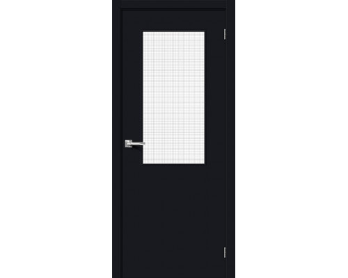 Межкомнатная дверь Браво-7, цвет: Total Black Размер полотна в мм: 200*90 Стекло: Wired Glass 12,5