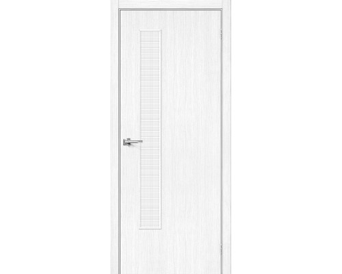 Межкомнатная дверь Браво-9, цвет: Snow Melinga Размер полотна в мм: 200*90 Стекло: Wired Glass 12,5
