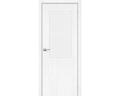 Межкомнатная дверь Браво-7, цвет: Snow Melinga Размер полотна в мм: 200*90 Стекло: Wired Glass 12,5