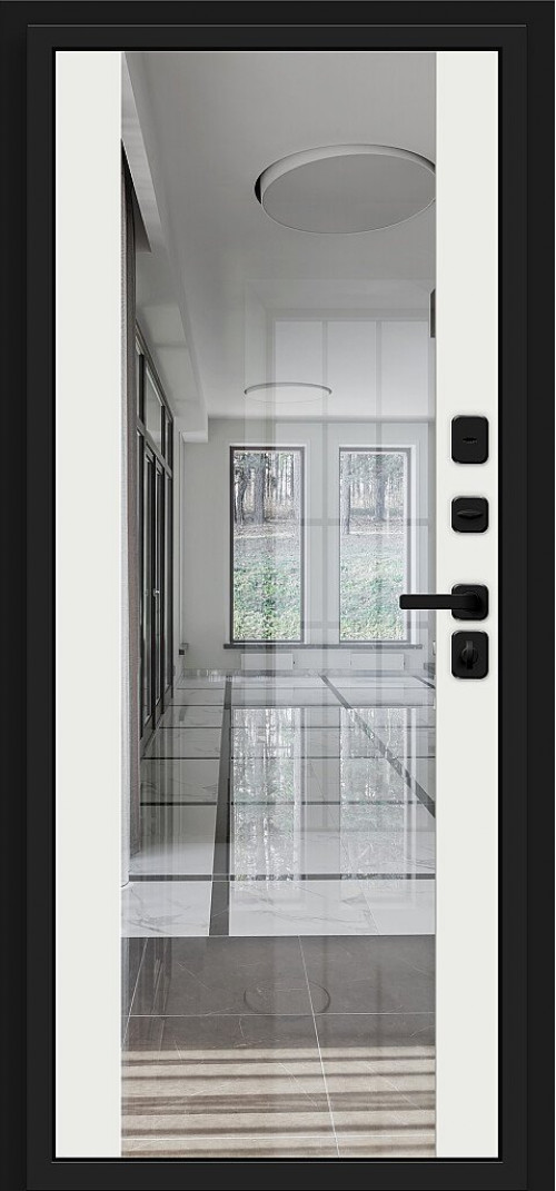 Входная дверь Лайнер-3, цвет: Total Black/Off-white Размер полотна в мм: 205*86 левое