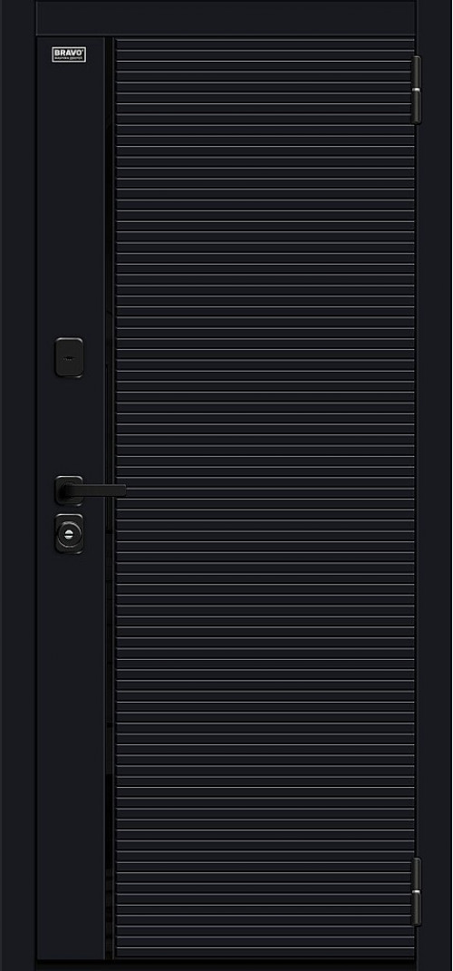 Входная дверь Лайнер-3, цвет: Total Black/Off-white Размер полотна в мм: 205*86 левое