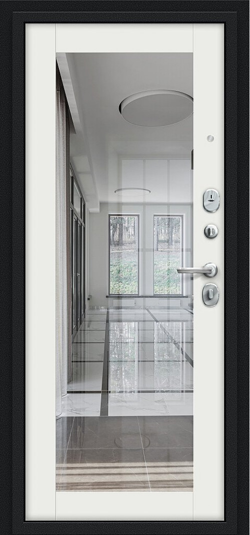 Входная дверь Флэш, цвет: Букле черное/Off-white Размер полотна в мм: 205*96 правое