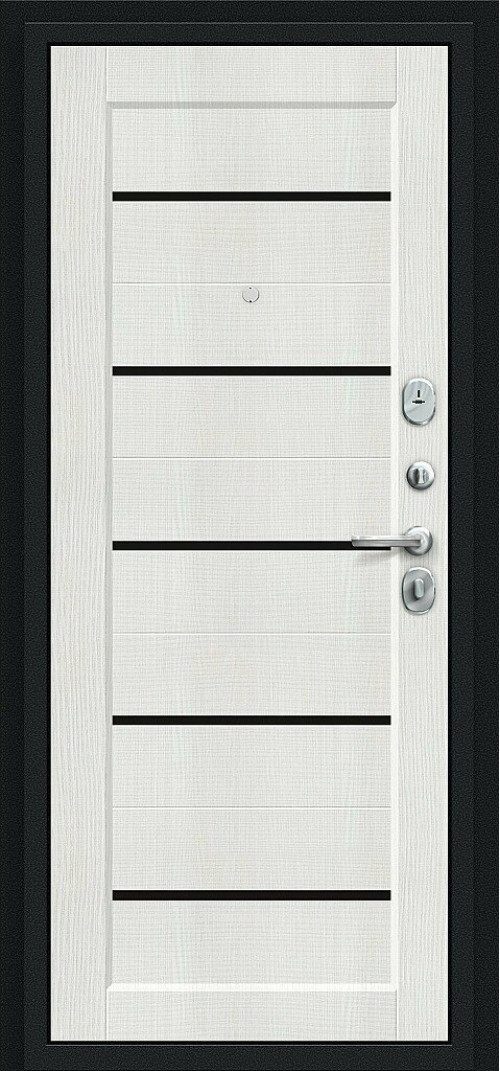 Входная дверь Борн, цвет: Букле черное/Bianco Veralinga Размер полотна в мм: 205*86 левое