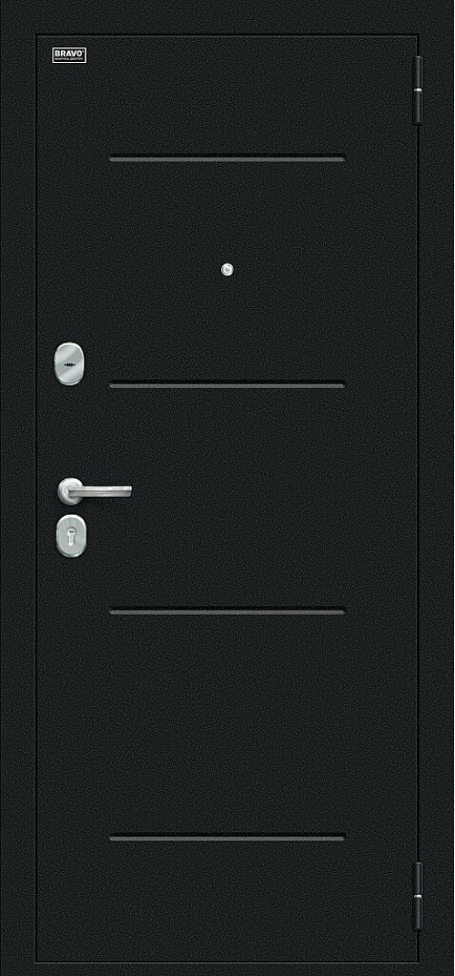 Входная дверь Лайн, цвет: Букле черное/Grey Melinga Размер полотна в мм: 205*96 правое