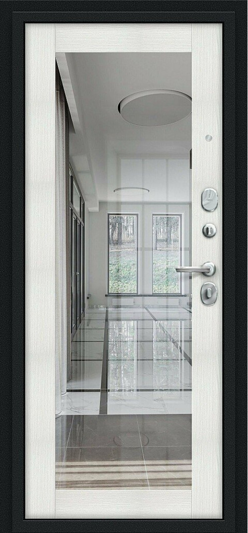 Входная дверь Флэш, цвет: Букле черное/Bianco Veralinga Размер полотна в мм: 205*86 левое