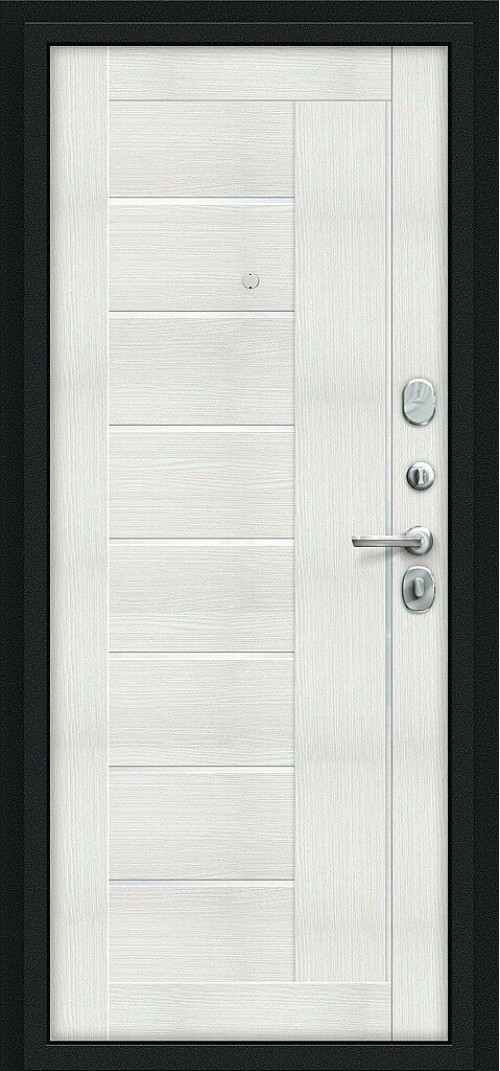 Входная дверь Проф, цвет: Букле черное/Bianco Veralinga Размер полотна в мм: 205*86 левое