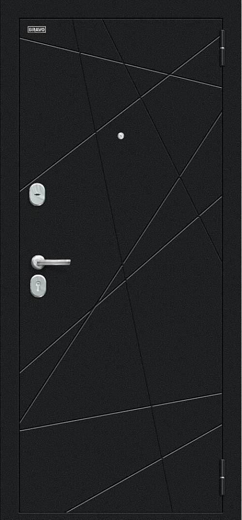 Входная дверь Граффити-5, цвет: Букле черное/Snow Art Размер полотна в мм: 205*86 левое