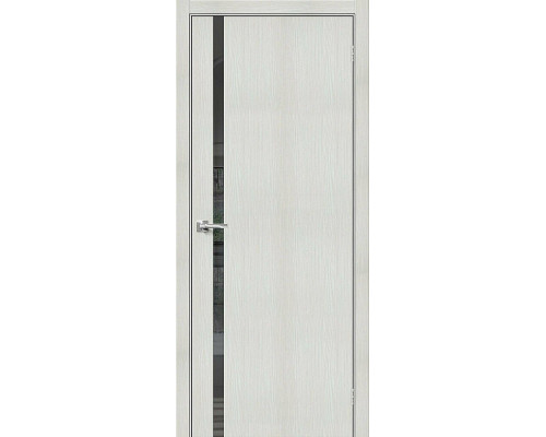 Межкомнатная дверь Браво-1.55, цвет: Bianco Veralinga Размер полотна в мм: 200*60 Стекло: Mirox Grey