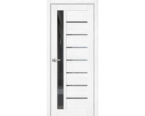 Межкомнатная дверь Браво-27, цвет: Snow Melinga Размер полотна в мм: 200*90 Стекло: Mirox Grey