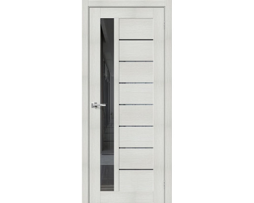 Межкомнатная дверь Браво-27, цвет: Bianco Veralinga Размер полотна в мм: 200*90 Стекло: Mirox Grey