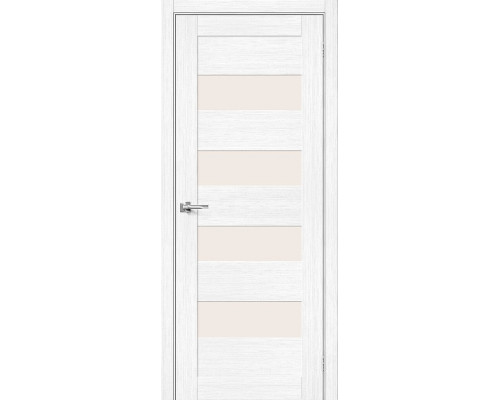 Межкомнатная дверь Браво-23, цвет: Snow Melinga Размер полотна в мм: 200*90 Стекло: Magic Fog
