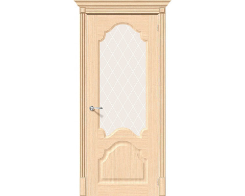 Межкомнатная дверь Афина, цвет: Ф-22 (БелДуб) Размер полотна в мм: 200*80 Стекло: White Сrystal