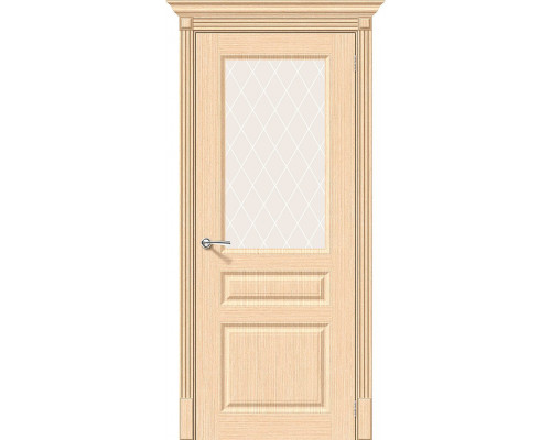 Межкомнатная дверь Статус-15, цвет: Ф-22 (БелДуб) Размер полотна в мм: 200*60 Стекло: White Сrystal