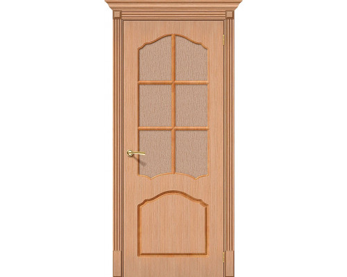Межкомнатная дверь Каролина, цвет: Ф-01 (Дуб) Размер полотна в мм: 200*90 Стекло: Риф.