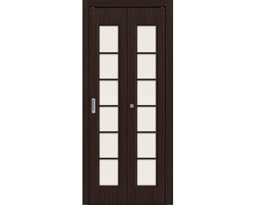 Складная дверь 2С, цвет: Л-13 (Венге) Размер полотна в мм: 200*40 Стекло: Сатинато