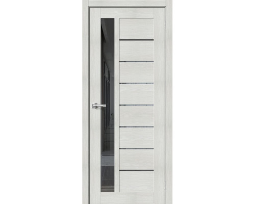 Межкомнатная дверь Порта-27, цвет: Bianco Veralinga Размер полотна в мм: 200*90 Стекло: Mirox Grey