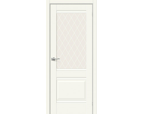 Межкомнатная дверь Прима-3, цвет: Alaska Размер полотна в мм: 200*60 Стекло: White Сrystal