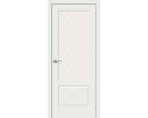 Межкомнатная дверь Прима-13.Ф2.0.0, цвет: White Matt Размер полотна в мм: 200*60 Стекло: White Сrystal
