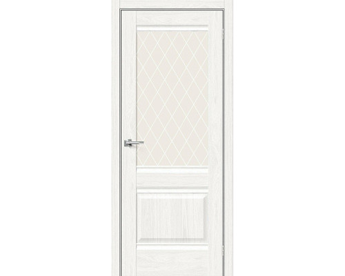 Межкомнатная дверь Прима-3, цвет: White Dreamline Размер полотна в мм: 200*60 Стекло: White Сrystal