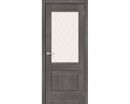 Межкомнатная дверь Прима-3, цвет: Grey Veralinga Размер полотна в мм: 200*60 Стекло: White Сrystal