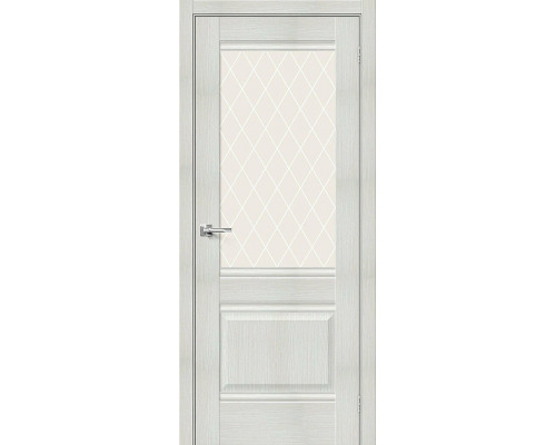 Межкомнатная дверь Прима-3, цвет: Bianco Veralinga Размер полотна в мм: 200*60 Стекло: White Сrystal