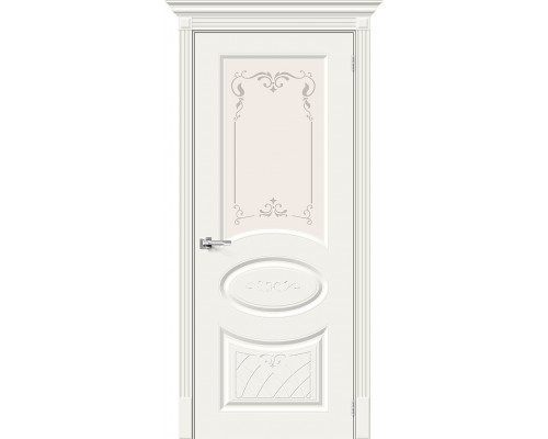 Межкомнатная дверь Скинни-21 Аrt, цвет: Whitey Размер полотна в мм: 200*70 Стекло: Худ.