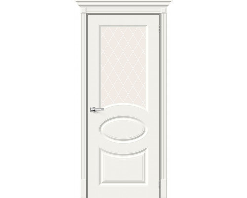 Межкомнатная дверь Скинни-21, цвет: Whitey Размер полотна в мм: 200*90 Стекло: White Сrystal