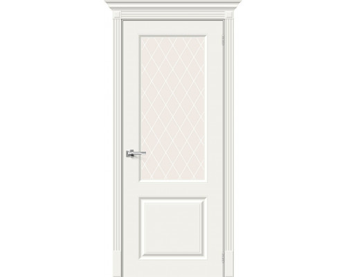 Межкомнатная дверь Скинни-13, цвет: Whitey Размер полотна в мм: 200*90 Стекло: White Сrystal