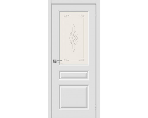Межкомнатная дверь Скинни-15, цвет: П-23 (Белый) Размер полотна в мм: 200*80 Стекло: Худ.