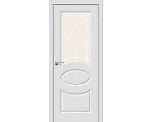 Межкомнатная дверь Скинни-21, цвет: П-23 (Белый) Размер полотна в мм: 200*60 Стекло: Худ.
