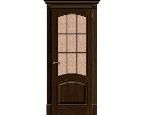 Межкомнатная дверь Вуд Классик-33, цвет: Golden Oak Размер полотна в мм: 200*80 Стекло: Bronze Gloria