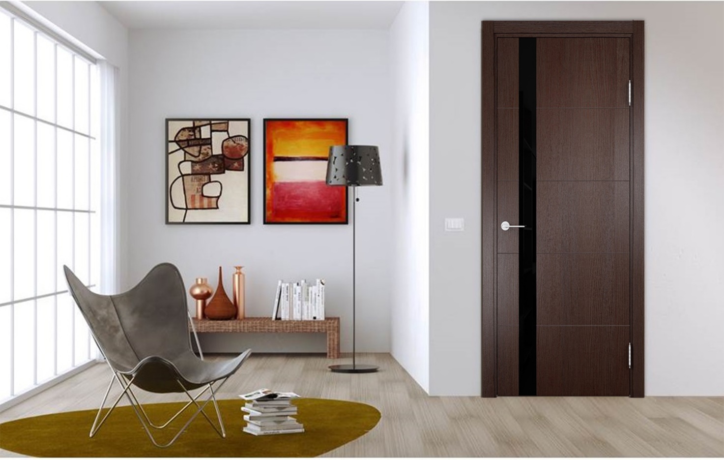 Элегантный сдержанный стиль шпонированной межкомнатной двери Элегантный сдержанный стиль шпонированной межкомнатной двери