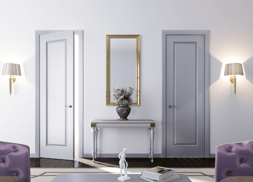 Узкие рельефные межкомнатные двери «эмалит»